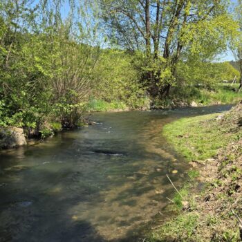 Meandrujúca Pružinka nad dedinou